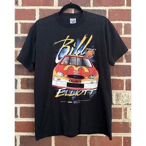 Vintage Bill Elliott Graphic Shirt Mens XL Black NASCAR Racing McDonalds 94 90s
